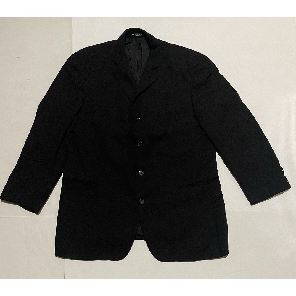 Hugo Boss BOSS Mens Black Sport Coat Blazer USA Made Natural Stretch Size 46R‎